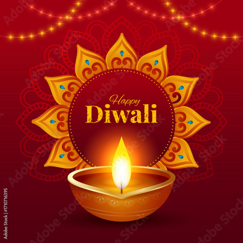 Happy Diwali indian fetival of lights celebration Indian Traditional card background. Diwali celebration vector illustration design