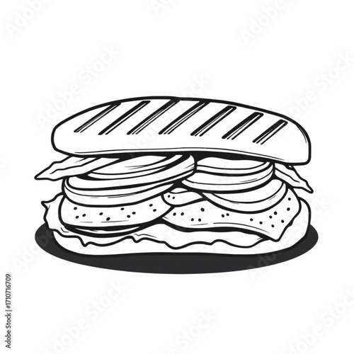 Grilled vegetable and cheese panini halves