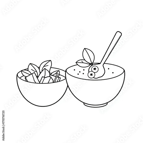 Fresh spinach and mango smoothie bowls