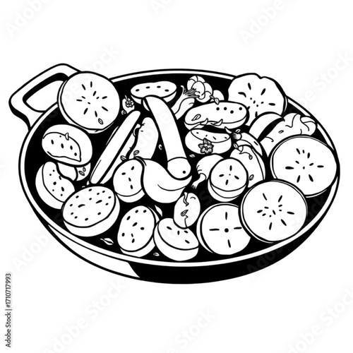 Grilled vegetable medley on cast iron platter