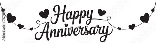 Anniversary greeting with bold script and heart accents
