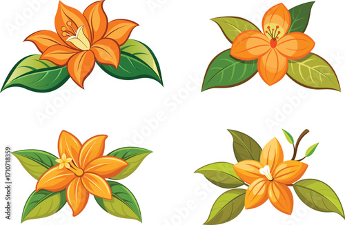 Orange Blossom Collection Floral Arrangements with Leaves.