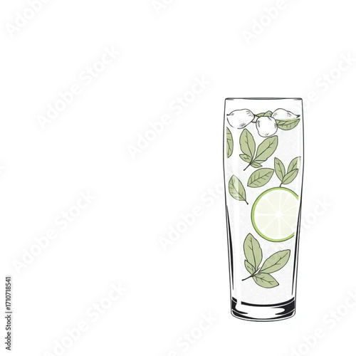 Cold mint and lime infused sparkling water