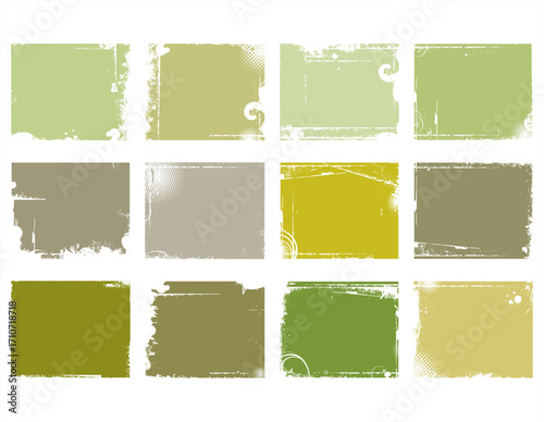 Colorful paint banner set isolated on white background. Vector realistic illustration of abstract ink strokes and grungy scratch on surface 