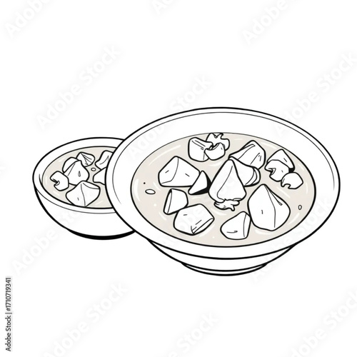 Roasted vegetable curry in ceramic bowls