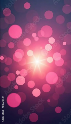 Pink Bokeh Lights with Bright Central Glow Abstract Background