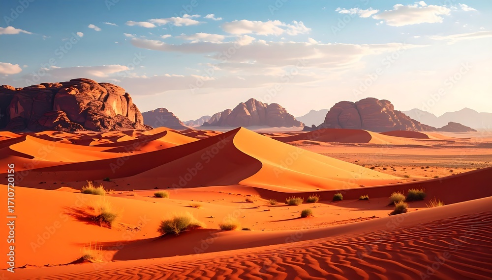 Naklejka premium Desert landscape at sunrise