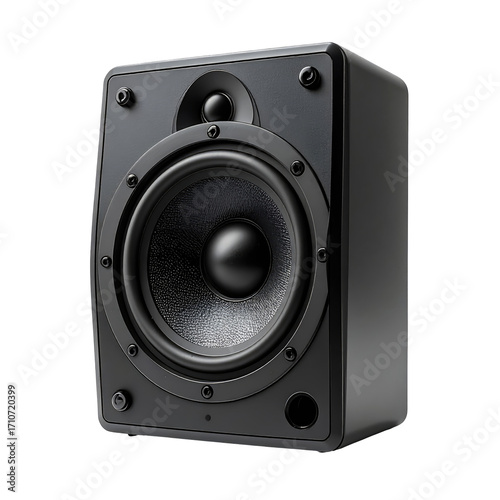 Black square speaker with a large driver
