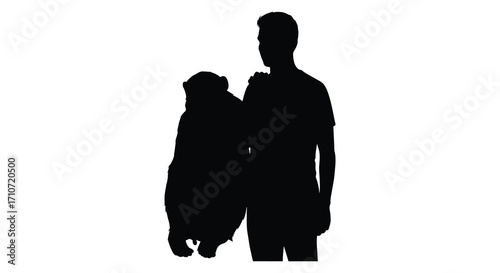 A silhouette of a man embracing a dog a bond of companionship