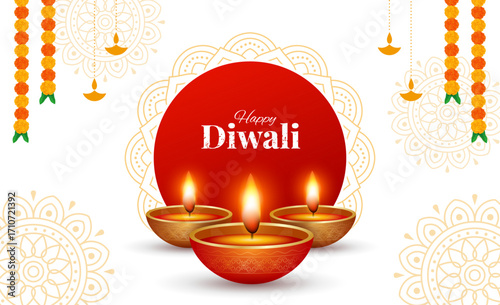 Happy Diwali indian fetival of lights celebration Indian Traditional card background. Diwali celebration vector illustration design