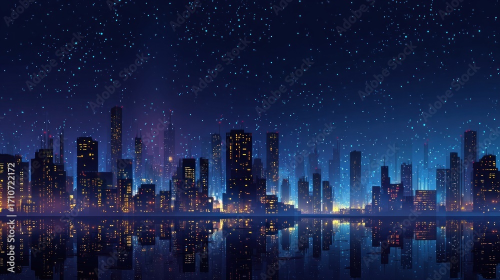 Obraz premium Cityscape night reflection