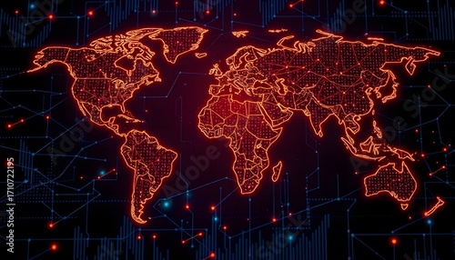 Global Business Map Connections Background