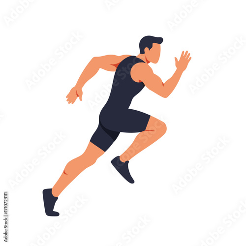 A powerful vector illustration depicts an athletic man sprinting forward with intense determination, embodying speed, agility, and competitive spirit.