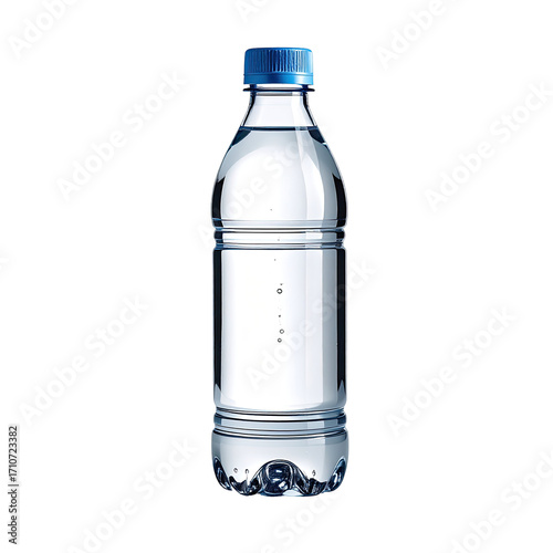 Clear plastic water bottle with blue cap (3)