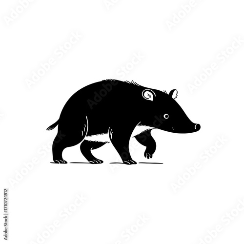 Tapir. Tapir simple black and white line art vector logo