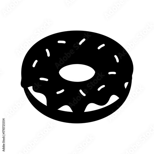 Black donut with frosting and sprinkles, sweet, simple and delicious treat