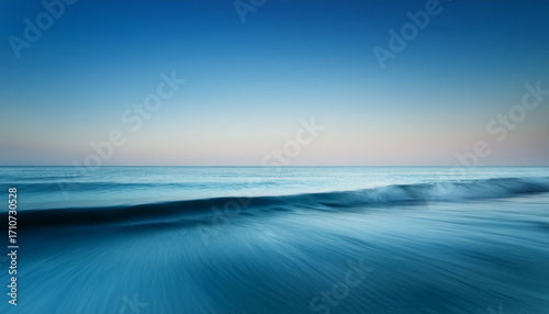 Minimal Seascape With Smooth Gradient Sky And Waves