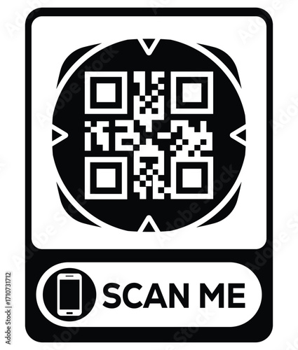 QR code scan icon set. Scan me frame. QR code scan for smartphone. QR code for mobile app, payment and identification. Vector illustration.