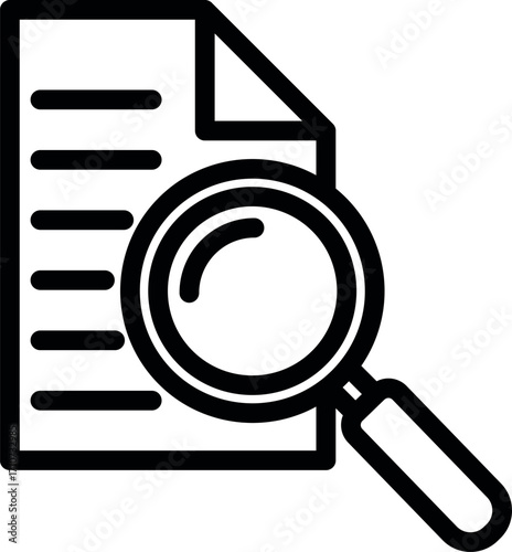 Magnifying Glass over Document, Symbol of Review or checking