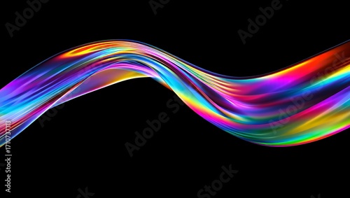 Abstract colorful wavy light streaks flowing across a