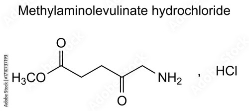 Chemical structure of methylaminolevulinate hydrochloride, drug substance