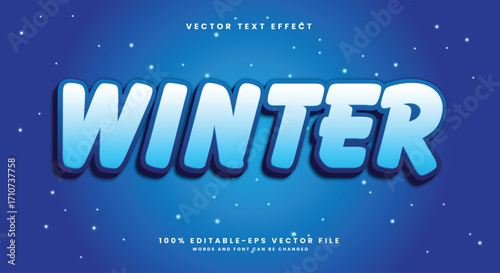 Winter 3d editable text effect Template Suitable for snow theme