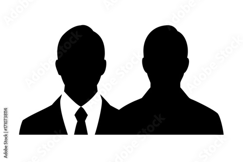 Businessman portrait silhouette and a mysterious face .Man young unshaven businessman business clothes silhouette - white background isolate
