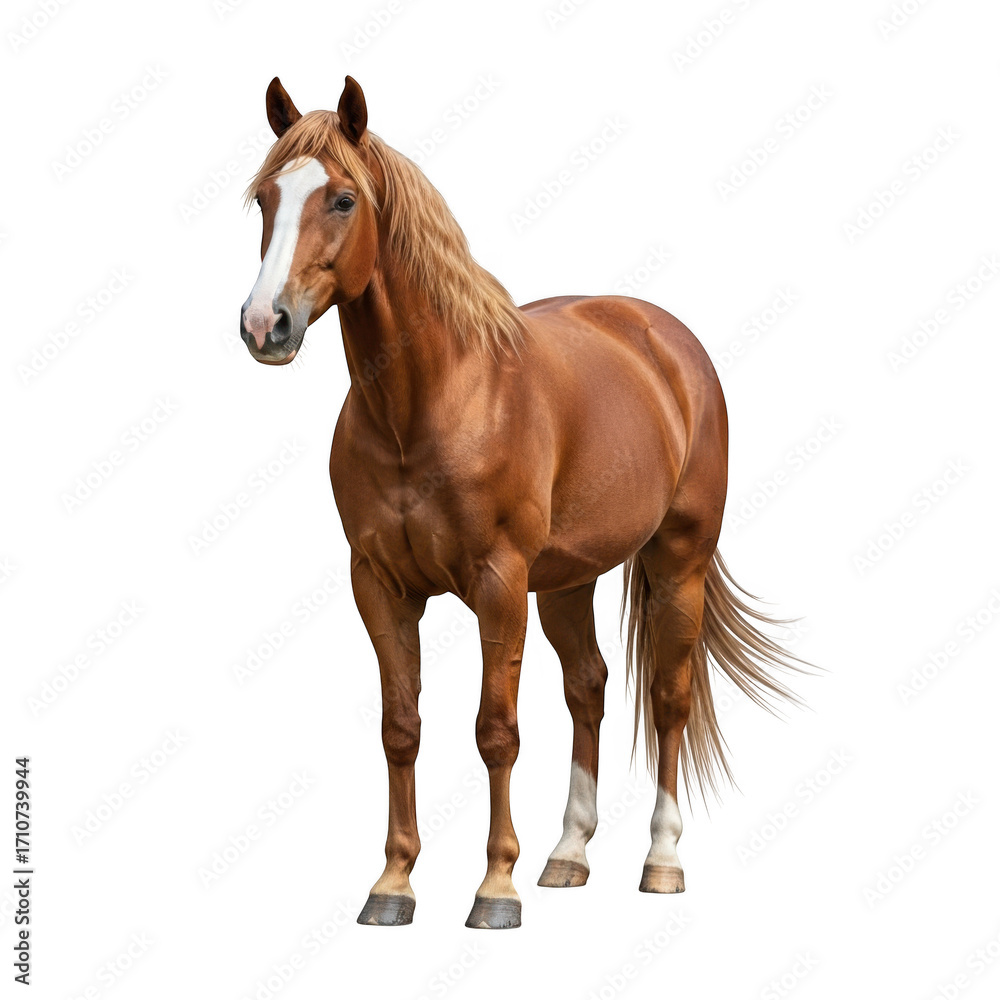 Obraz premium Majestic chestnut horse standing proudly isolated on transparent background
