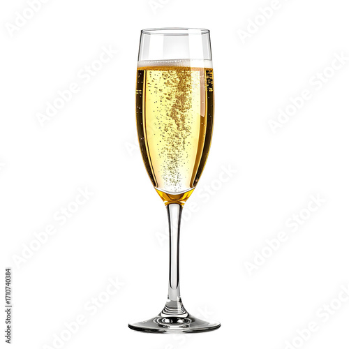 Champagne glass filled with bubbly golden liquid (1)