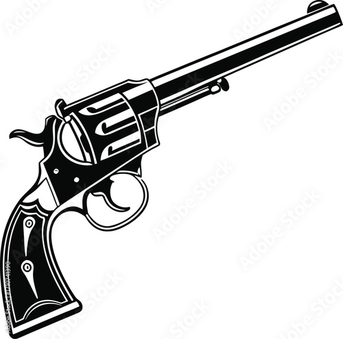 Minimalist Revolver Silhouette Vector Solid Gun Illustration