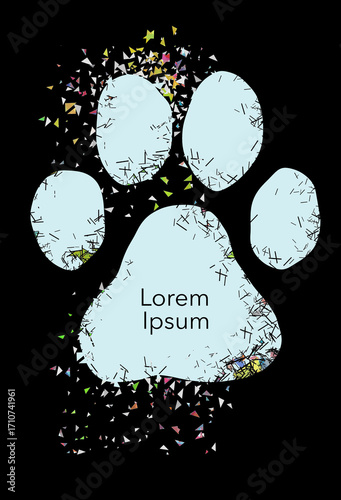 A dog paw with grunge and clutter is seen a graphic image about our canine friends.
