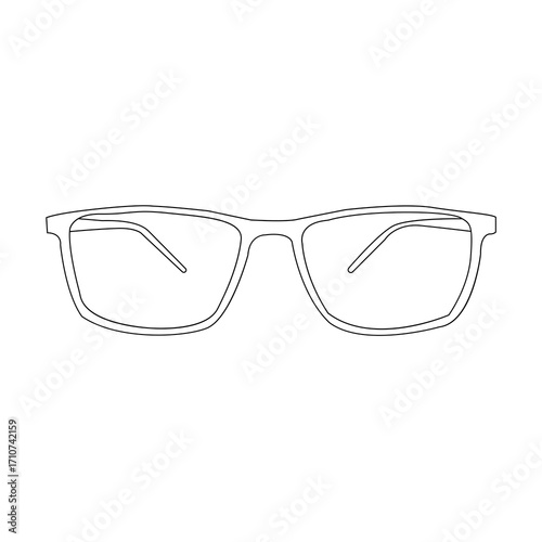 A simple, elegant line drawing of a pair of rectangular eyeglasses.