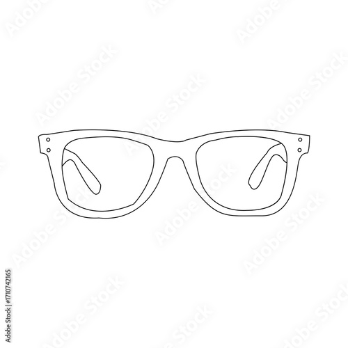 A clean, minimalist line drawing of a pair of eyeglasses.