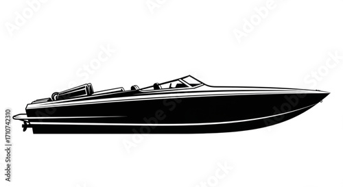 Black speedboat vector art for high speed boat racing and luxury yachting watercraft transportation design