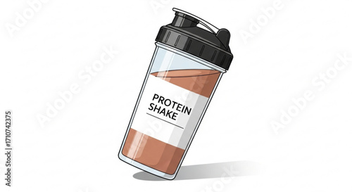 Protein shake bottle for fitness enthusiasts and workout nutrition supplement drink for muscle recovery