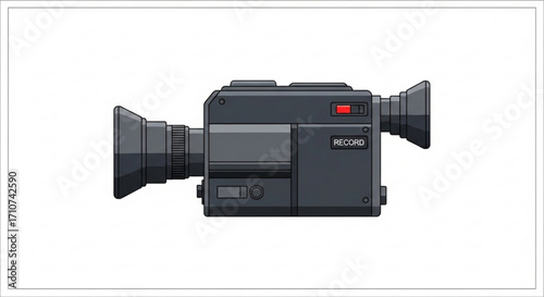 Retro video camera camcorder vintage film recorder movie equipment recording device old school media production