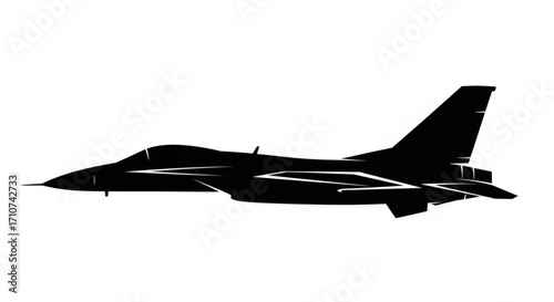 Silhouette of fighter jet aircraft for military aviation enthusiasts and airplane model collectors design vector