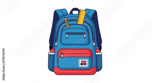 Back to school backpack with school supplies vector illustration for education and learning resources