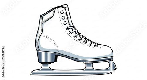 Ice skating boot illustration for winter sports and recreational ice skating equipment and ice skating shoes