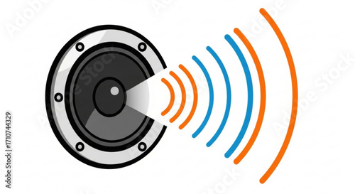 Speaker sound wave illustration for audio technology and music production applications and sound systems