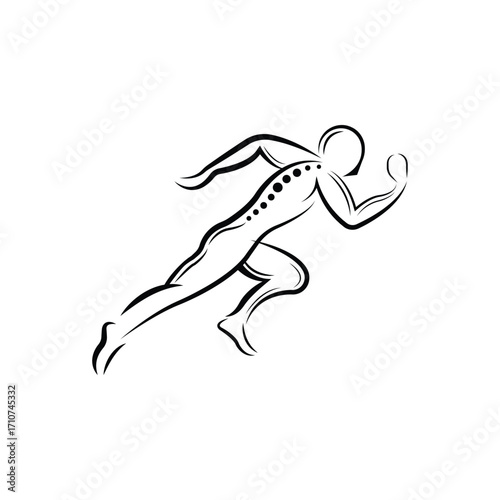 Stylized human silhouette in a running pose