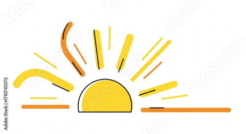 Sunshine illustration vector design for summer vibes and bright sunny day graphic art and sun rays clipart