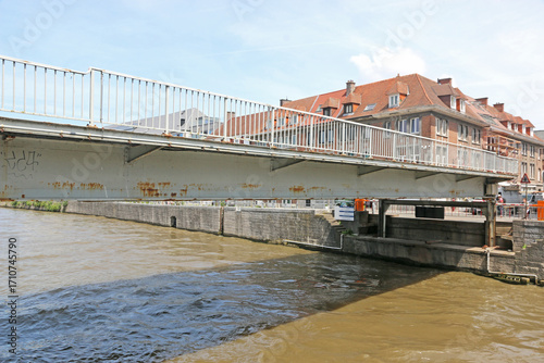 Schilderij op canvas River Scheldt in Tournai, Belgium