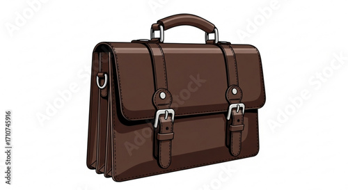 Brown leather briefcase business bag for professional documents and laptop carrying stylish accessory office