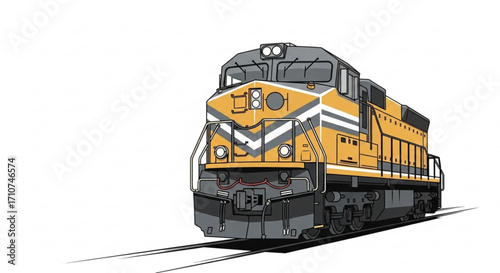 Vector illustration of a freight train locomotive engine railway transportation design graphic clip art