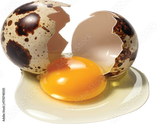 broken egg on white background