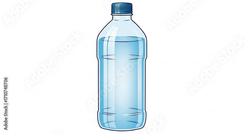 Illustration of clear plastic water bottle for hydration and healthy lifestyle concept vector graphic design