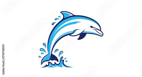 Blue dolphin jumping out of water vector illustration ocean life marine animal aquatic mammal sea creature art