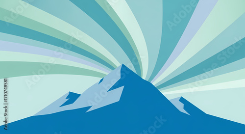 A vibrant and conceptual illustration depicting the majestic ascent towards a brightly lit zenith, symbolizing aspirations, new beginnings, and the pinnacle of achievement