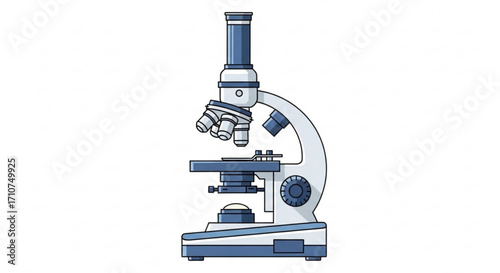 Microscope vector illustration for science education and laboratory research equipment with detailed design 100
